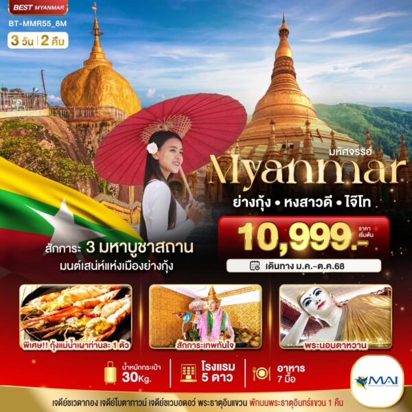 Read more about the article มหัศจรรย์ MYANMAR ย่างกุ้ง หงสา อินแขวน
